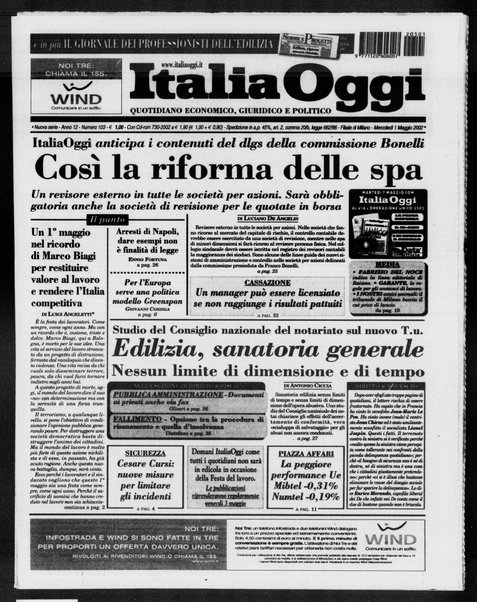 Italia oggi : quotidiano di economia finanza e politica